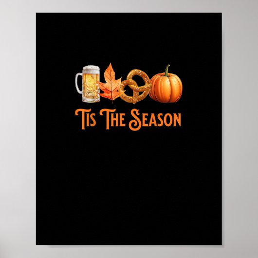 Het Is Het Seizoen Pompoen Bier Brezel Herfst Grap Poster (Voorkant)