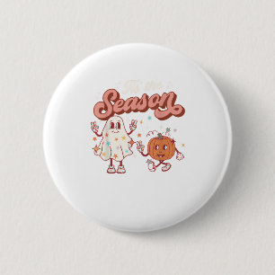 Het Is Het Seizoen Retro Halloween Feest Grappige  Ronde Button 5,7 Cm
