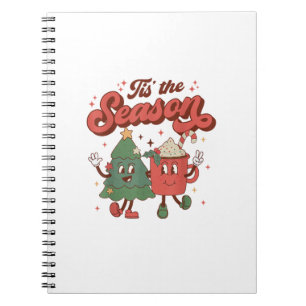 Het Is Het Seizoen Retro Kerstmis 70s 80s Vintage  Notitieboek