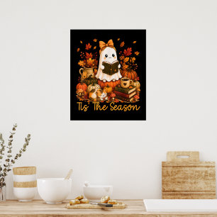 Het Is Het Seizoen Schattig Geest Lezen Boek Herfs Poster