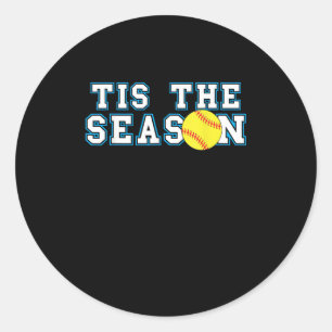 Het Is Het Seizoen Softbal Coach Creatieve Casual Ronde Sticker