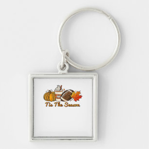 Het Is Het Seizoen Thanksgiving Blad Kruiden Voetb Sleutelhanger