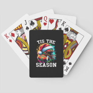 Het Is Het Seizoen Voetbal Moeder Kerstman Hoed Pokerkaarten