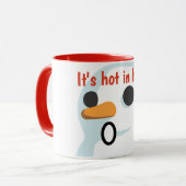 "Het is hier heet!" Grappige schattige sneeuwman h Mok (Voorkant links)