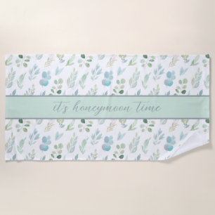 Het is Honeymoon Time Waterverf Leaf Beach Towel Strandlaken