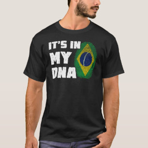 Het is in mijn DNA Brazilië Vlag Vingerprint Manne T-shirt