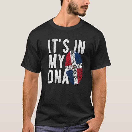 Het is in mijn DNA Dominicaanse Republiek vlag Fin T-shirt (Voorkant)