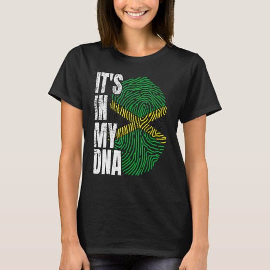 Het is in mijn DNA Jamaicaanse vlag Jamaica Black T-shirt (Voorkant)