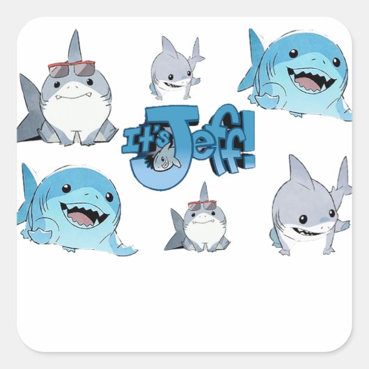 Het is Jeff, het stripfiguurtje van Landshark Vierkante Sticker (Voorkant)