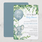 Het is jongen! Schattigee kleine olifant baby met  Kaart (Voorkant / Achterkant)