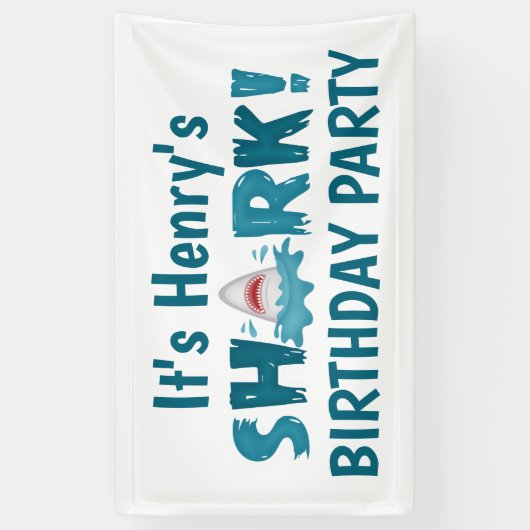 Het is Jouw naam SHARK Birthday Party Kind Banner (Verticaal)