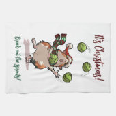 Het is Kerstmis! Breek de spruiten uit! cavia Theedoek (Horizontaal)