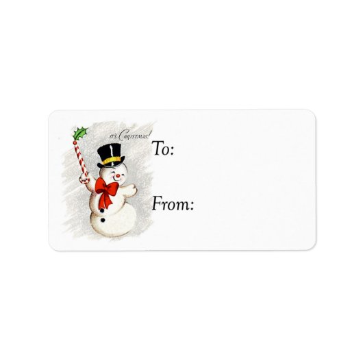 Het is Kerstmis. Snowman Gift Label (Voorkant)