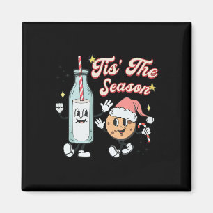 Het Is Kersttijd Retro Melk En Koekje Kerstmis Magneet