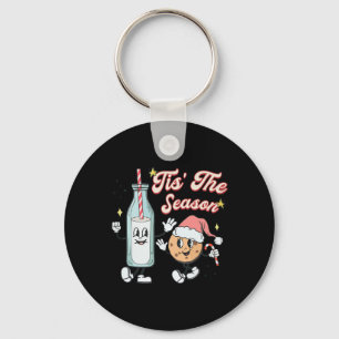 Het Is Kersttijd Retro Melk En Koekje Kerstmis  Sleutelhanger