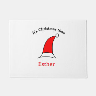 Het is kersttijd Santa rood pet naam simpel plezie Deurmat