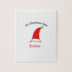 Het is kersttijd Santa rood pet naam simpel plezie Legpuzzel