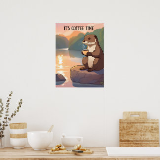 Het is koffie tijd muur art decor poster