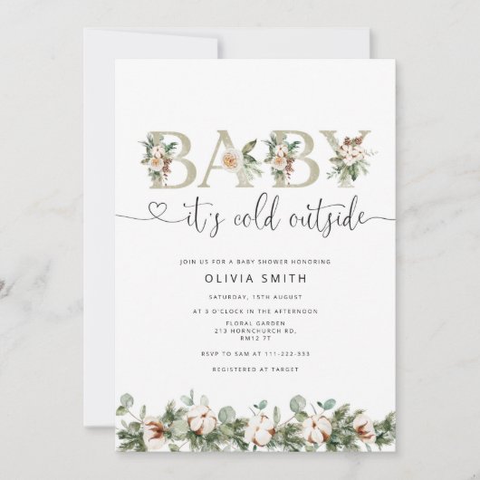 Het is koud buiten baby shower kaart (Voorkant)