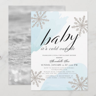 Het is koud buiten blauw virtueel Baby shower Kaart