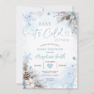Het is koud buiten Blauwe Winter Baby Shower Kaart