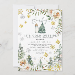 Het is koud buiten Christmas Floral Baby shower Kaart