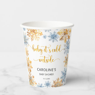 Het is koud buiten Golden Snowflakes Baby Papieren Bekers