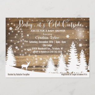 Het is koud buiten herten baby shower uitnodiging