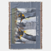 Het is koud buiten King Penguin foto met tekst Deken (Voorkant Verticaal)