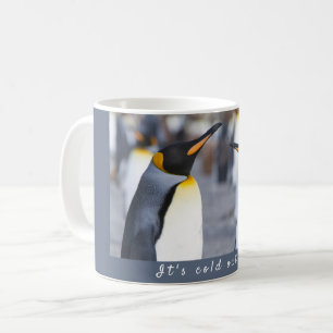 Het is koud buiten King Penguin foto met tekst Koffiemok