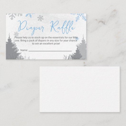 Het is koud buiten Luier Raffle Ticket Blue Informatiekaartje (Voorkant / Achterkant)