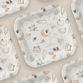 Het is koud buiten Neutraal Winter Baby shower Papieren Bordje