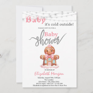 Het is koud buiten peperkoek meisje baby shower kaart