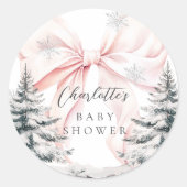 Het is koud buiten Pink Bow Baby shower Ronde Sticker (Voorkant)