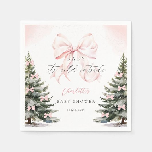 Het is koud buiten Pink Bow Baby shower Servet (Voorkant)