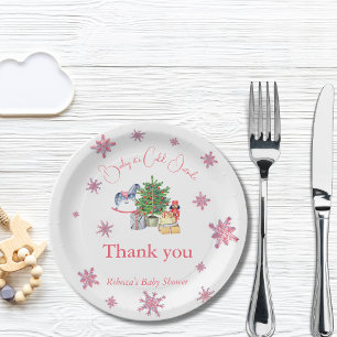 Het is koud buiten roze meisje winter Baby shower Papieren Bordje