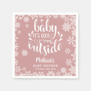 Het is koud buiten Roze Meisje Winter Baby Shower Servet