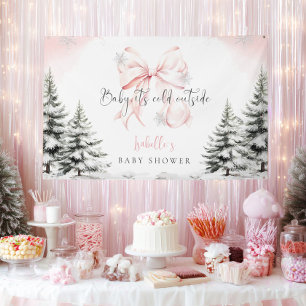 Het is koud buiten Roze strik baby shower feestje Spandoek