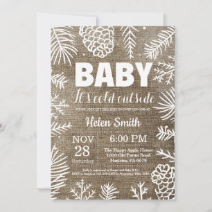 Het is koud buiten Rustieke Winter Baby Shower Kaart
