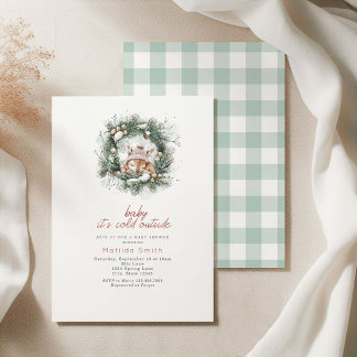Het is koud buiten Schattige herten Baby Shower Kaart