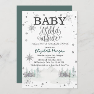 Het is koud buiten Snowflakes Forest Baby shower Kaart