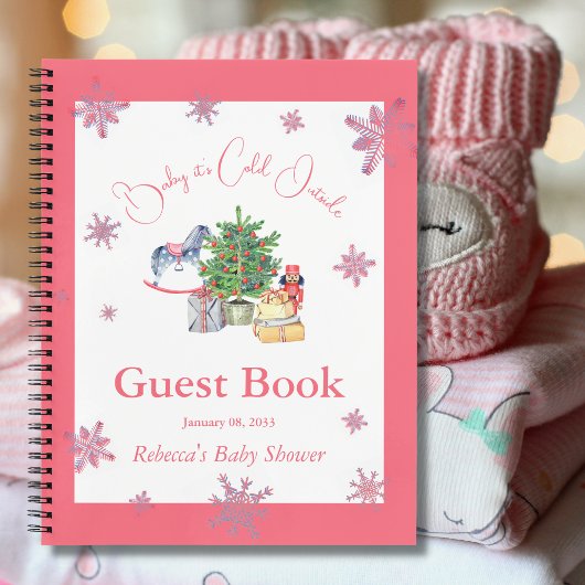 Het is Koude Buiten Roze Meisje Baby shower Guest Notitieboek