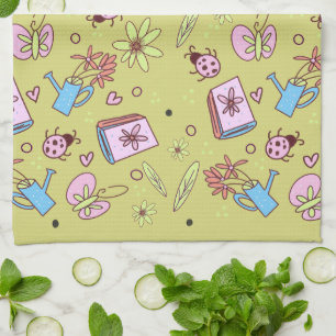 Het is lente Boekliefhebbers Kleurrijke Doodles Theedoek