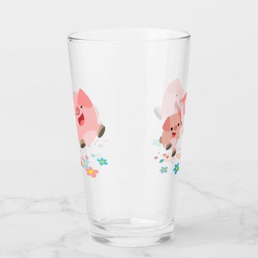 Het is Lente! -Two Cute Cartoon Pigs Glas (Links)