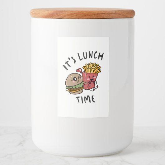 Het is lunchtijd voedselcontainer etiket (Voorkant)