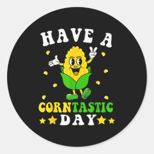 Het is maïs, heb een maïs-fantastische dag, grappi ronde sticker