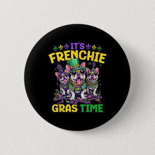 Het is Mardi Gras Franse Bulldog Tijd Mardi Gras Ronde Button 5,7 Cm