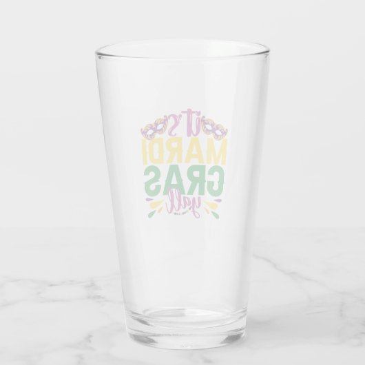 Het is Mardi Gras Y'all Funny Carnival Party Gift Glas (Achterkant)