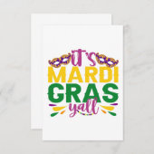 Het is Mardi Gras Y'all Grappig Carnaval Feestcade Bedankkaart (Voorkant / Achterkant)
