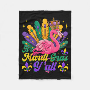 Het is Mardi Gras Yall Grappige Flamingo Carnaval  Fleece Deken